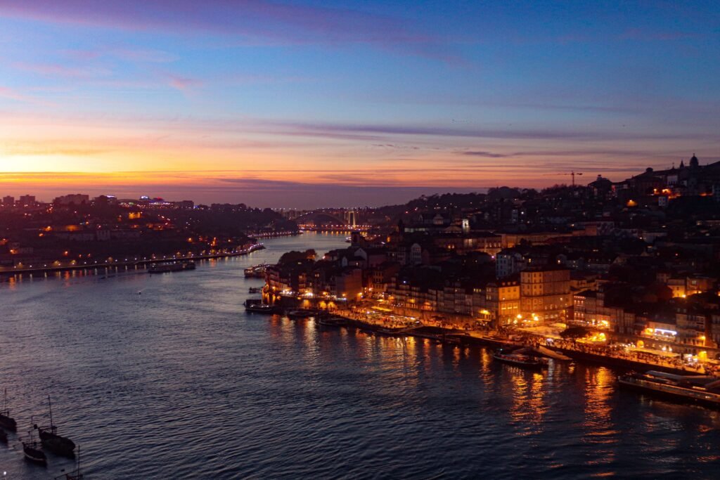 Barrio de Ribeira en Oporto en un día de invierno